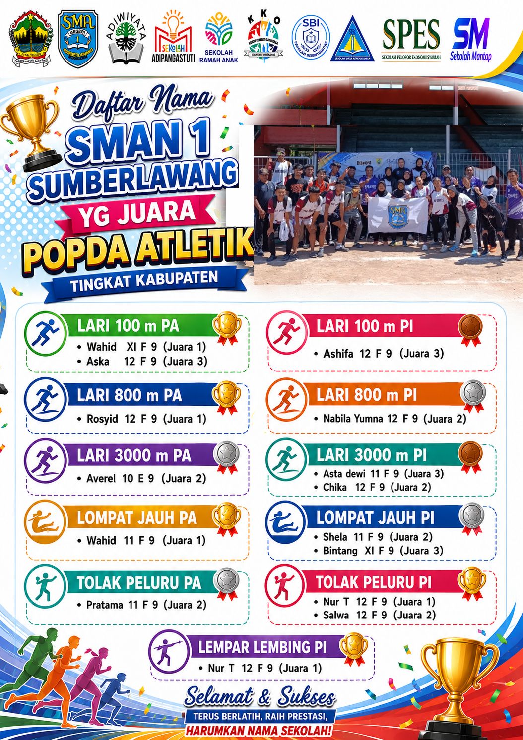 Prestasi Gemilang Tim Atletik SMAN 1 Sumberlawang pada POPDA 2026